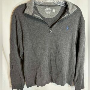 Polo Ralph Lauren Men's Charcoal Quarter Zip-Up Sweater